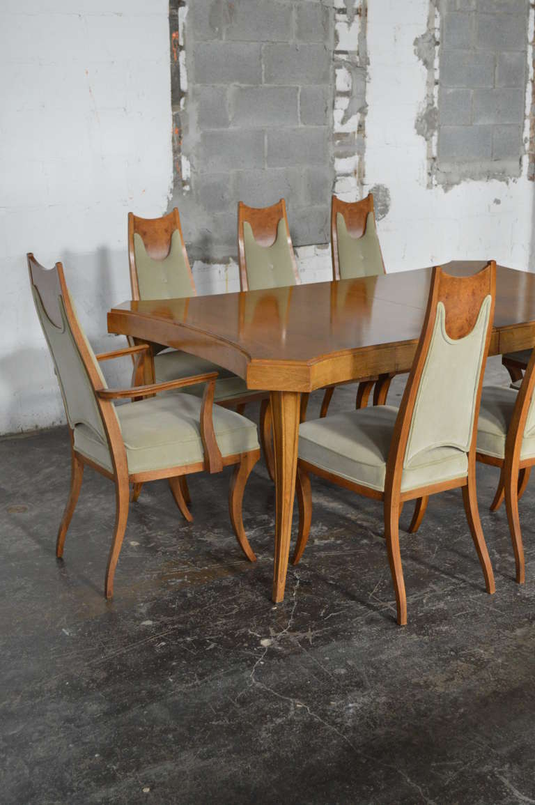 Mid-20th Century Rare Italian Sabre Leg Dining Set with Eight Dining Chairs