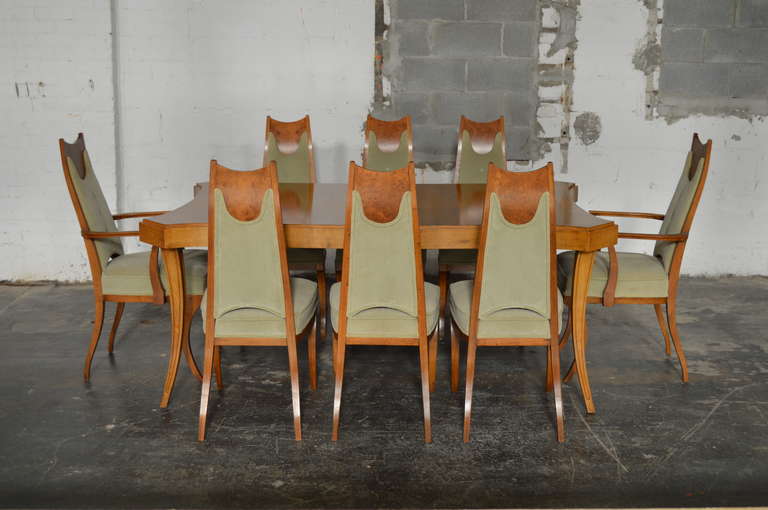Mid-Century Modern Rare Italian Sabre Leg Dining Set with Eight Dining Chairs