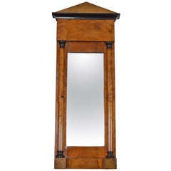 Antique Biedermeier Architectural Mirror With Ebonized Accents