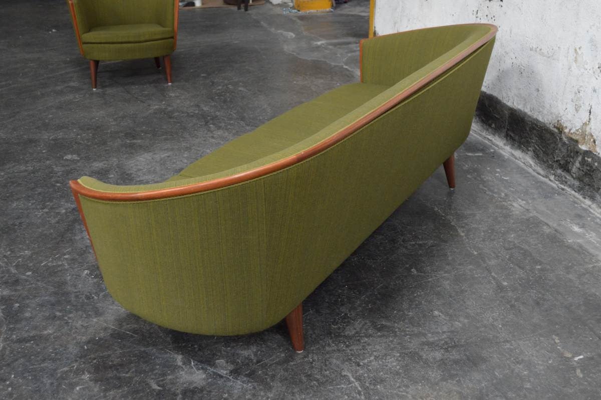 Swedish Exquisite Rare Mid-Century Barrel Back Sofa