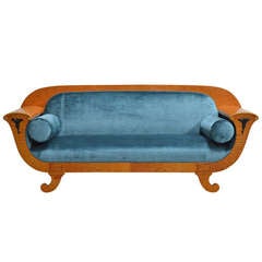 Antique Biedermeier Revival Sofa Upolstered in Jim Thompson Silk Velvet