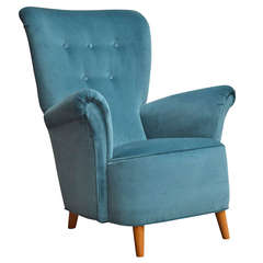 Swedish Art Moderne High Back Lounge Chair