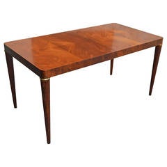 Stunning Swedish Bookmatched Mahogany Dining or Writing Table 10