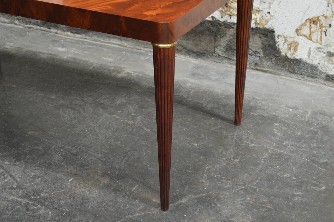 Mid-20th Century Stunning Swedish Bookmatched Mahogany Dining or Writing Table