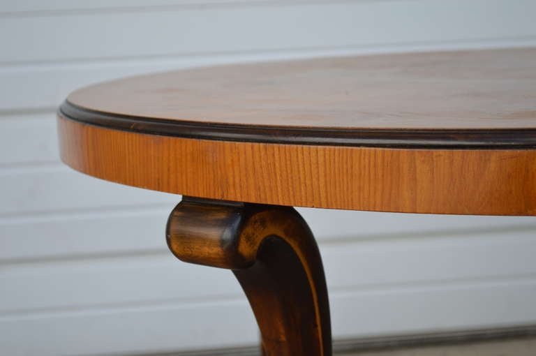 Swedish Art Deco Round Carpathian Elm End Or Side Table 4