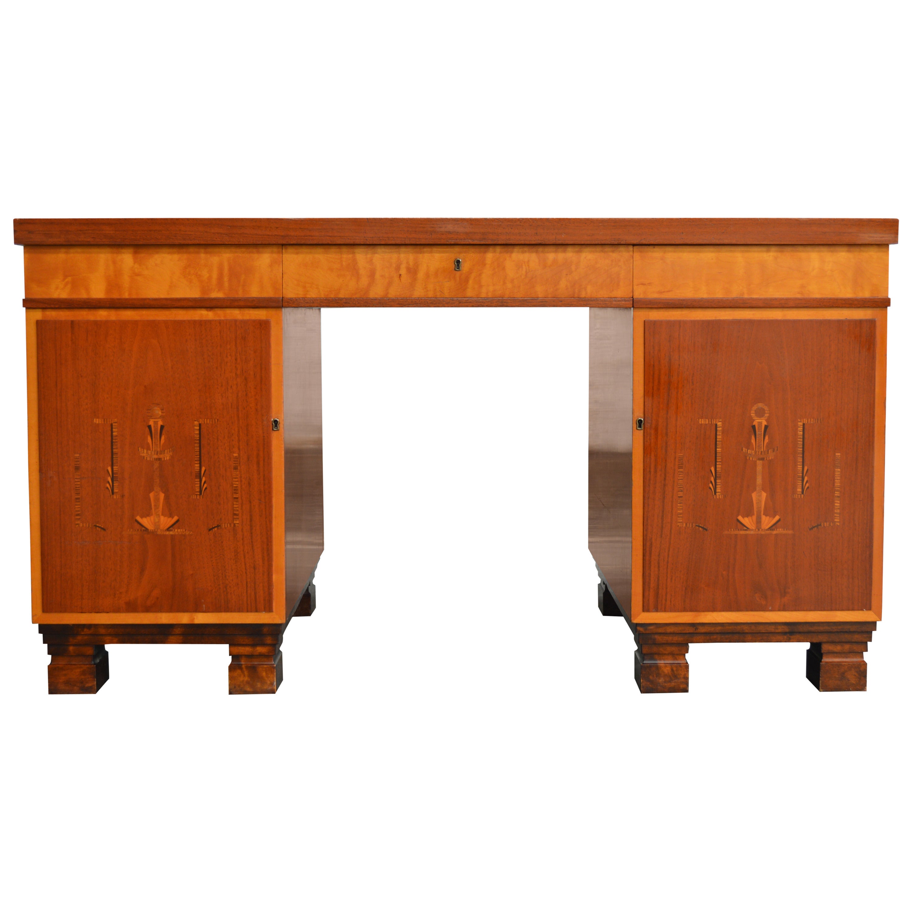 Swedish Art Deco Intarsia Executive Desk