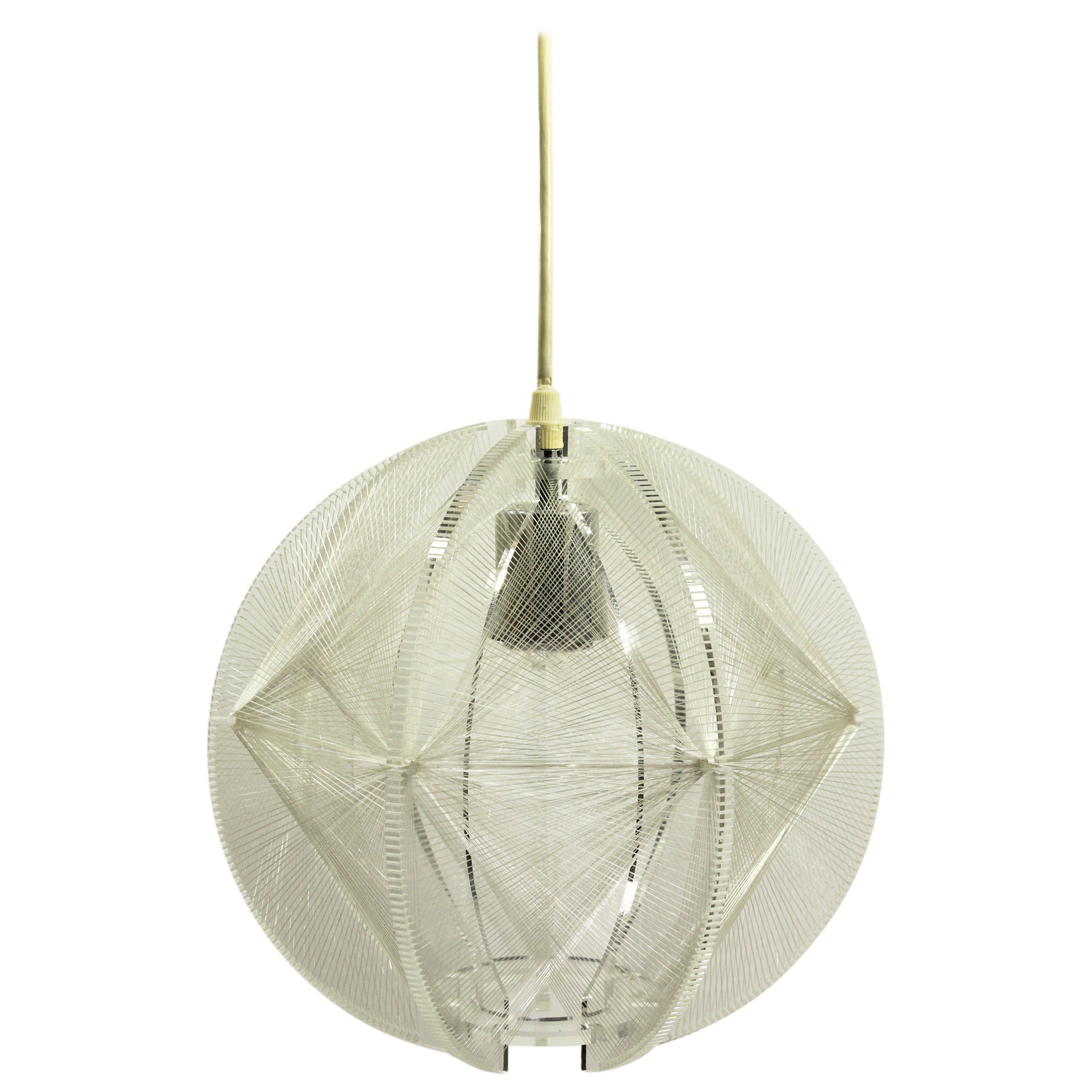 Mid-Century Lucite and String Pendant Light