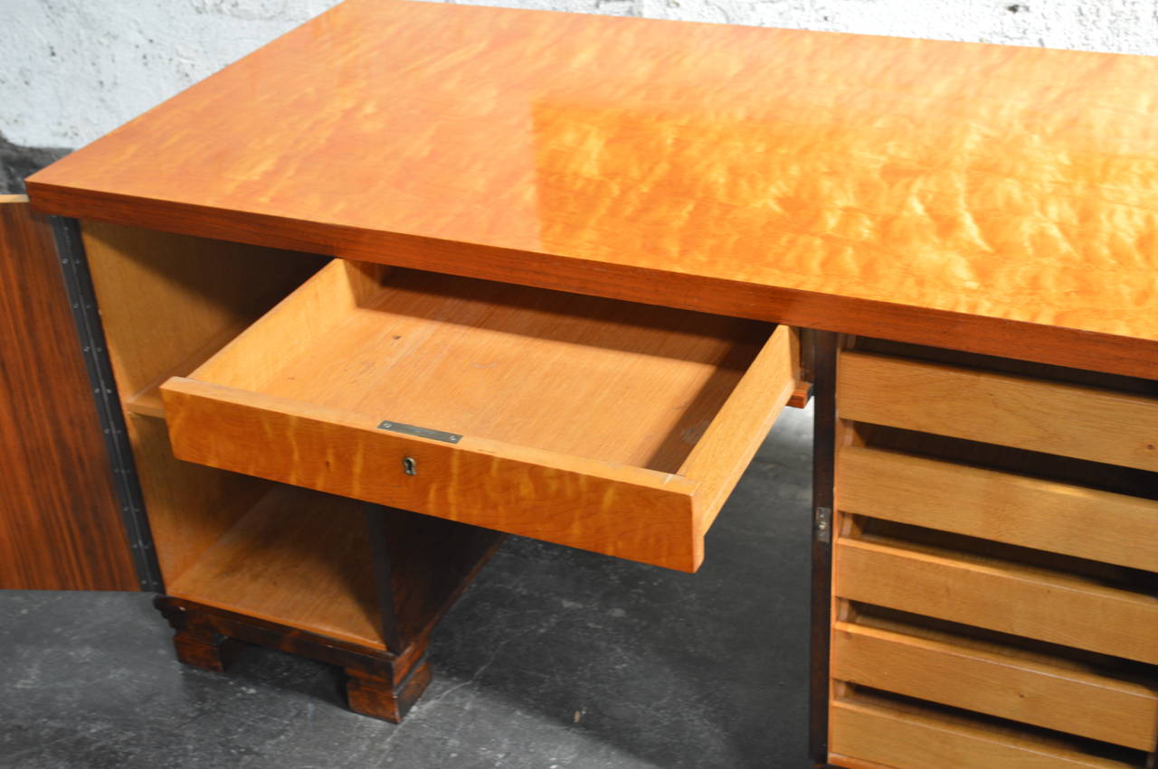 Swedish Art Deco Intarsia Executive Desk In Good Condition For Sale In Atlanta, GA