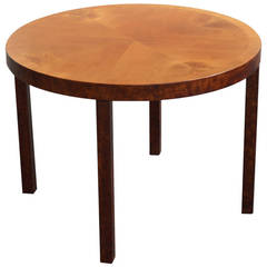 Swedish Deco Round Elm and Flame Birch End or Side Table