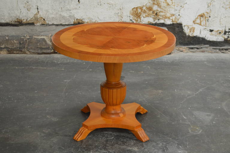 Swedish Deco Round Golden, Elm Intarsia Side or End Table 3