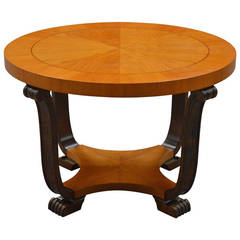 Swedish Art Deco Round Golden Elm End or Side Table