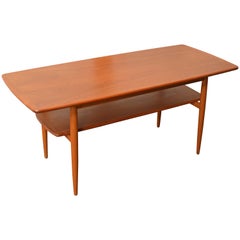 Mid-Century Modern Swedish Teak Coffee Table with Shelf