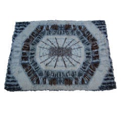 Vintage 1960's Swedish Modern Hand-Knotted Rya Rug 4.5 x 6.3 2