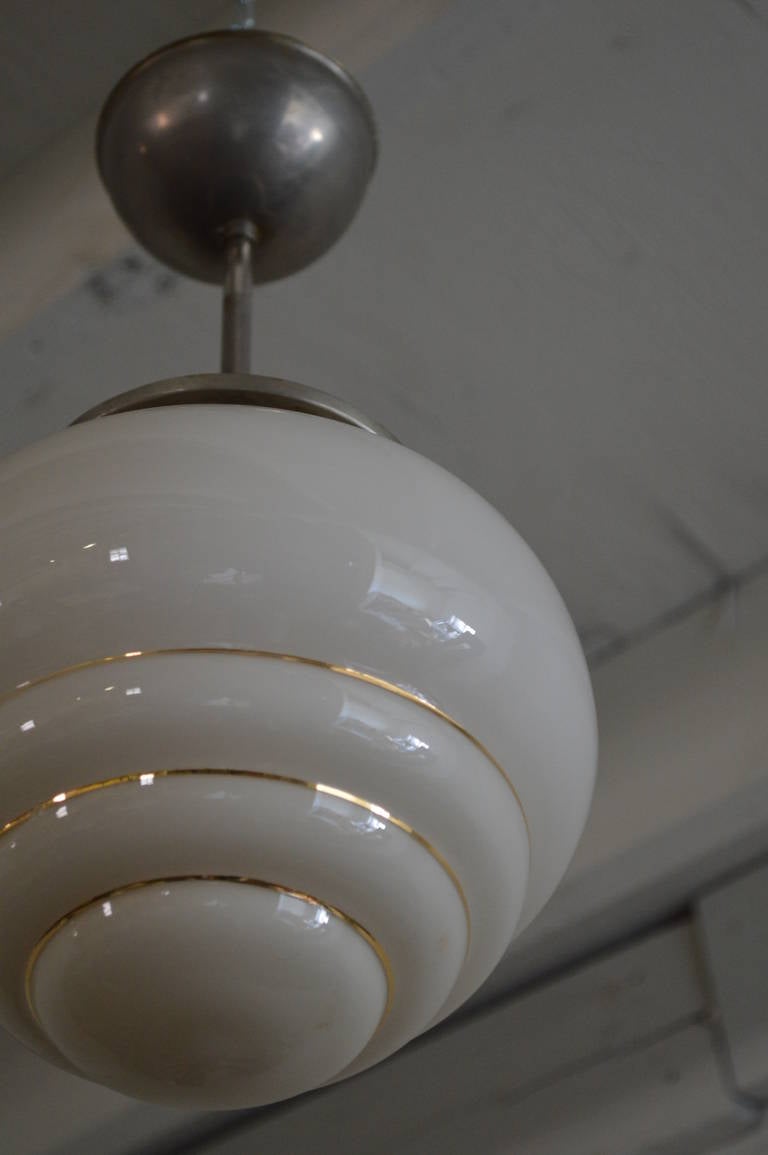 Mid-20th Century Swedish Industrial Art Deco Pendant Light Fixture