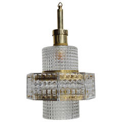 Midcentury Brass and Glass Swedish Chandelier 6