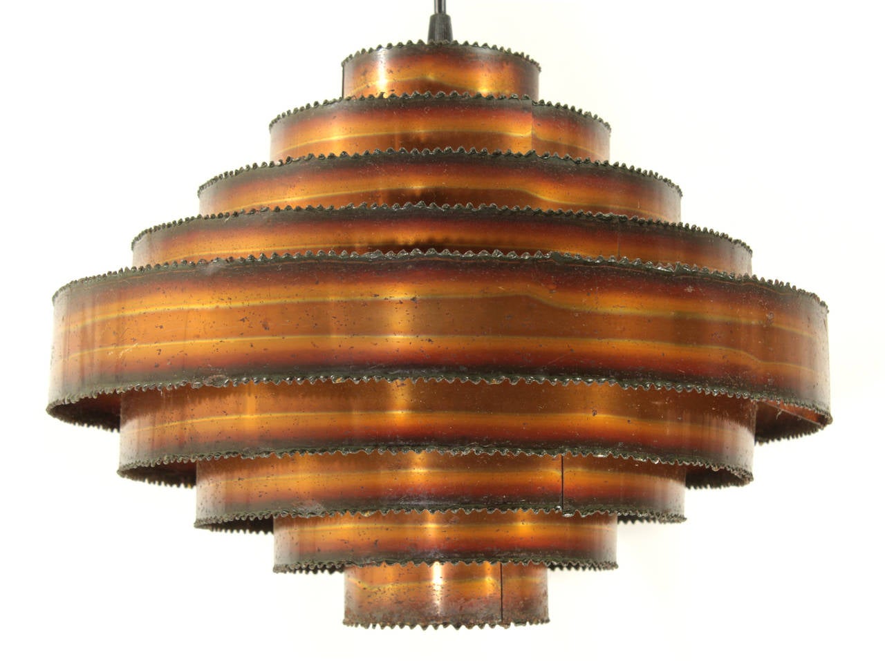 Patinated Vintage Danish Brutalist Copper Pendant by Holm Sorensen