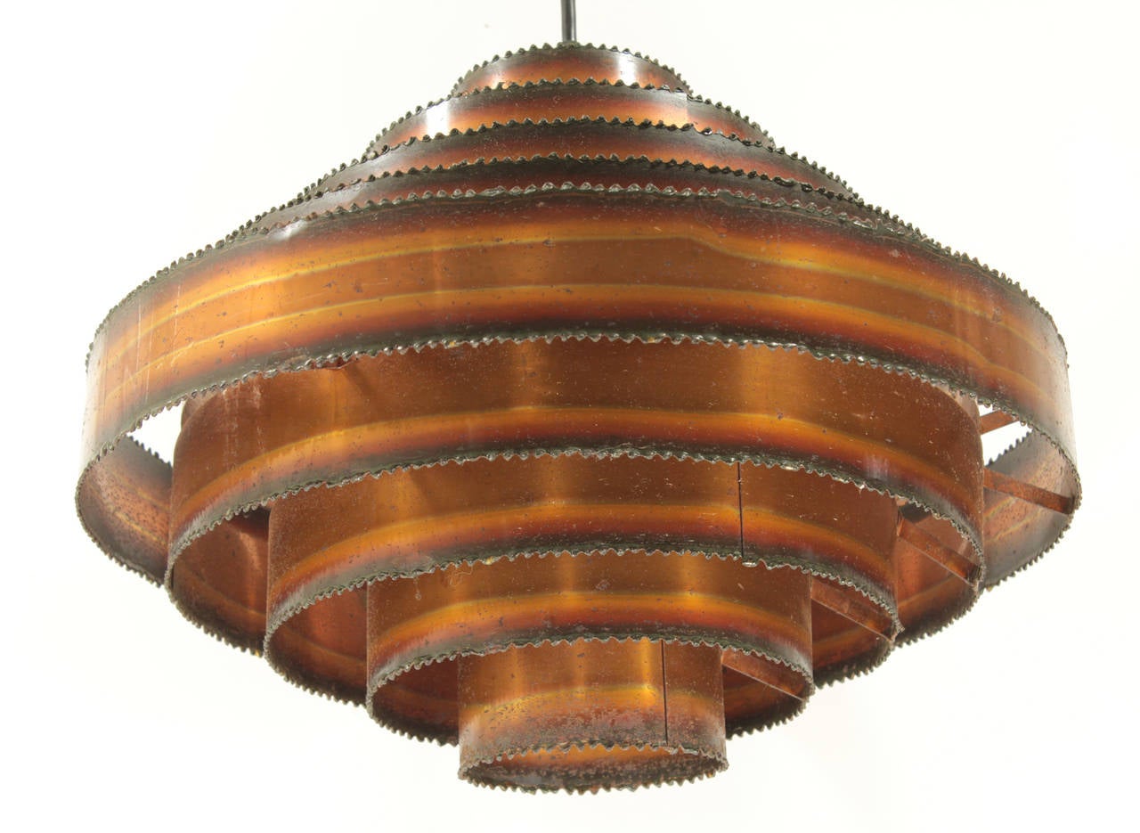 Vintage Danish Brutalist Copper Pendant by Holm Sorensen In Excellent Condition In Atlanta, GA