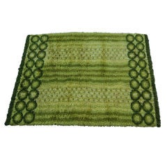 Vintage 1960's Swedish Modern Hand-Knotted Rya Rug 4.10 x 6.6