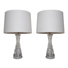 Pair of Orrefors Crystal Table Lamps by Carl Fagerlund