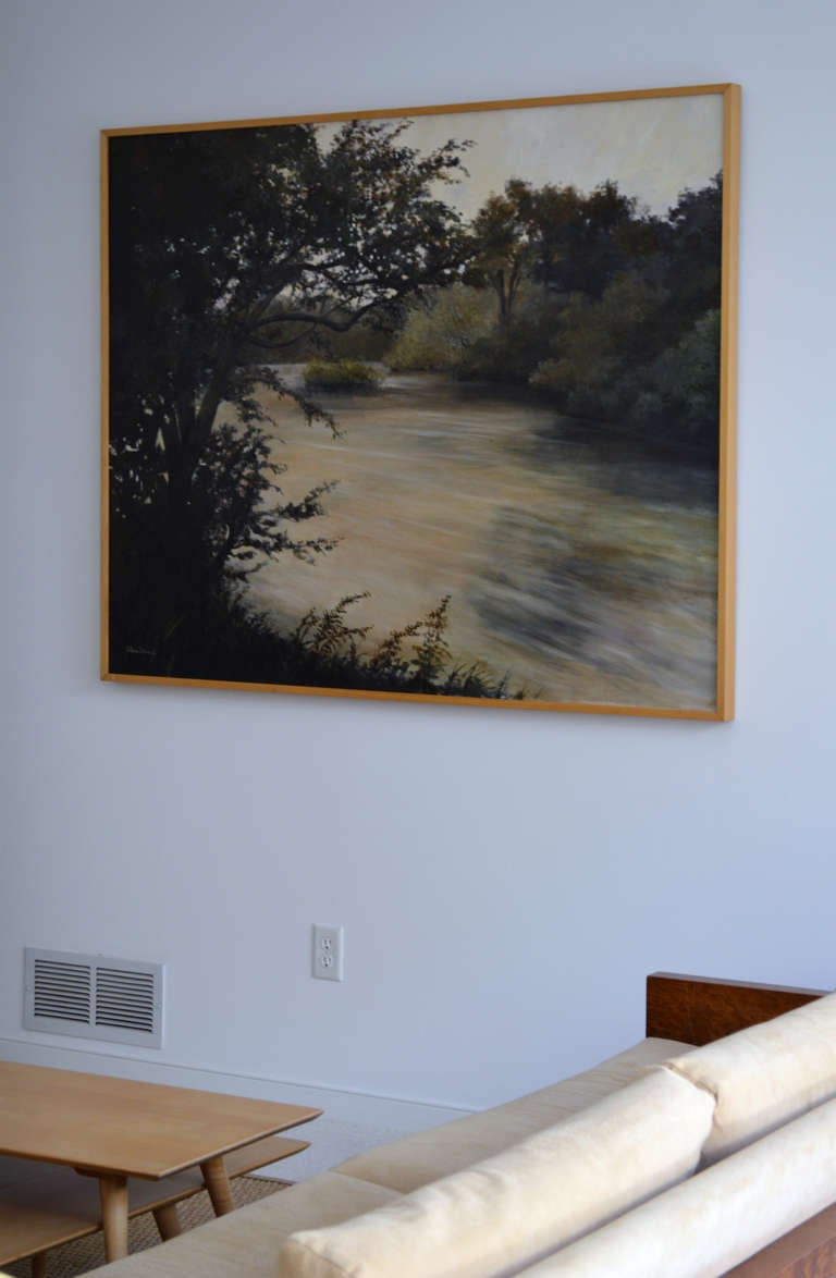 Stunning large riverscape painting by Elsie Dresch.  Oil On Canvas.  Frame was handmade by artist.

Artist Bio - (From the artist's website)

Energetic and enthusiastic, Elsie Dresch advises new students to do three things. First, join a local