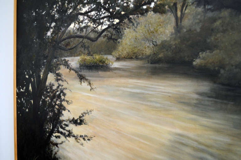 American *SALE* Large Riverscape Oil on Canvas Painting by Elsie Dresch