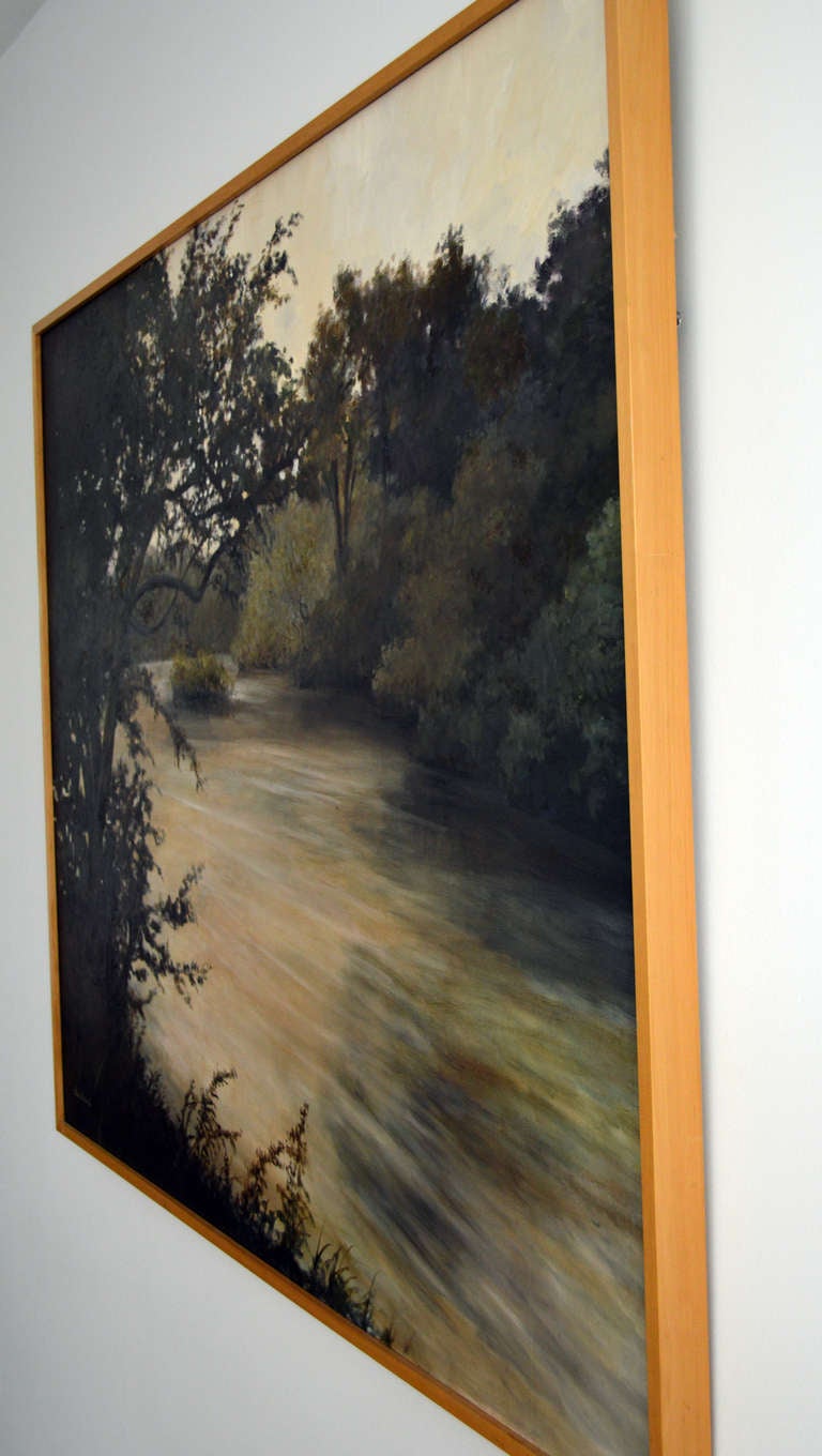*SALE* Large Riverscape Oil on Canvas Painting by Elsie Dresch In Excellent Condition In Atlanta, GA