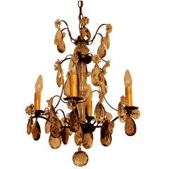 Swedish Baroque Style Clear and Cognac Crystal Brass Chandelier 5
