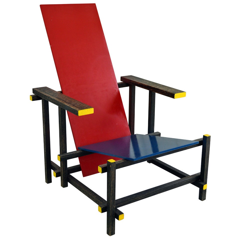 *SALE* Vintage Red and Blue Modernist Chair in the Manner of Gerrit Rietveld