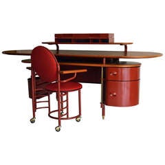 Rare Johnson Wax 1 Desk and 2 Chair by Frank Lloyd Wright for Cassina