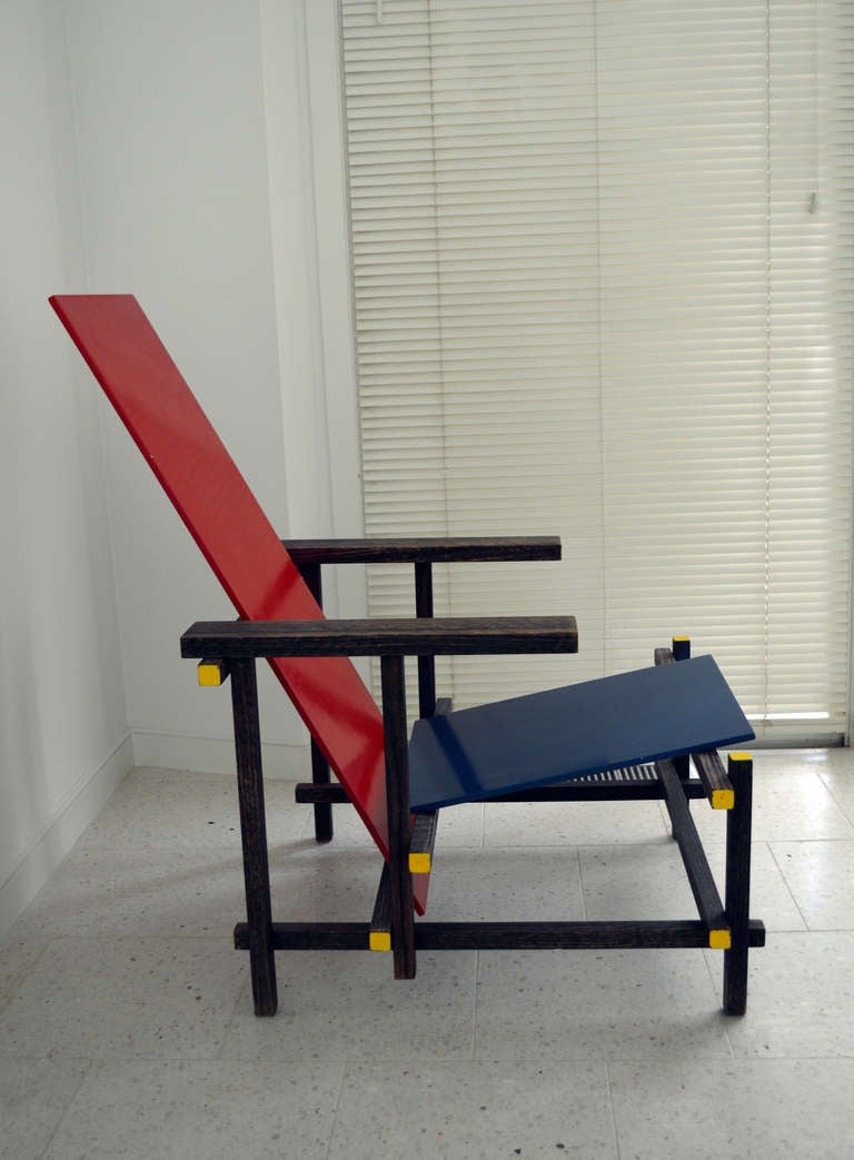 De Stijl *SALE* Vintage Red and Blue Modernist Chair in the Manner of Gerrit Rietveld