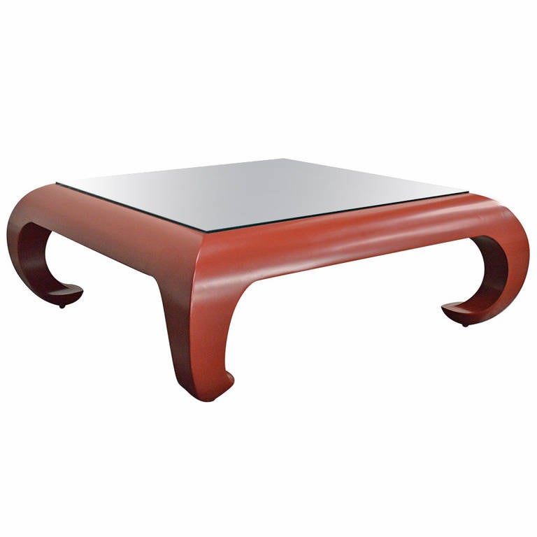 Vintage Square Opium Leg Coffee Table At 1stdibs Vintage Opium Leg With Custom Antiqued Mirror Top Chinese Red Lacquer Home Furnituretablescoffee