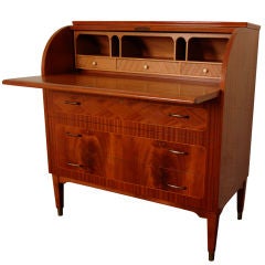 Swedish Art Moderne Mahogany Roll-Top Secretary Writing Desk