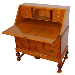 Swedish Carpathian Elm Secretaire Writing Desk