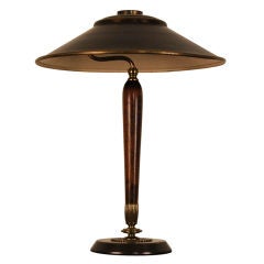 Swedish Art Deco Brass Flame Birch Desk Table Lamp