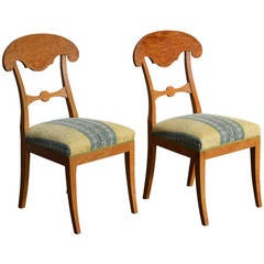 Antique Pair of Swedish Biedermeier Revival Napoleon Hat Side Chairs
