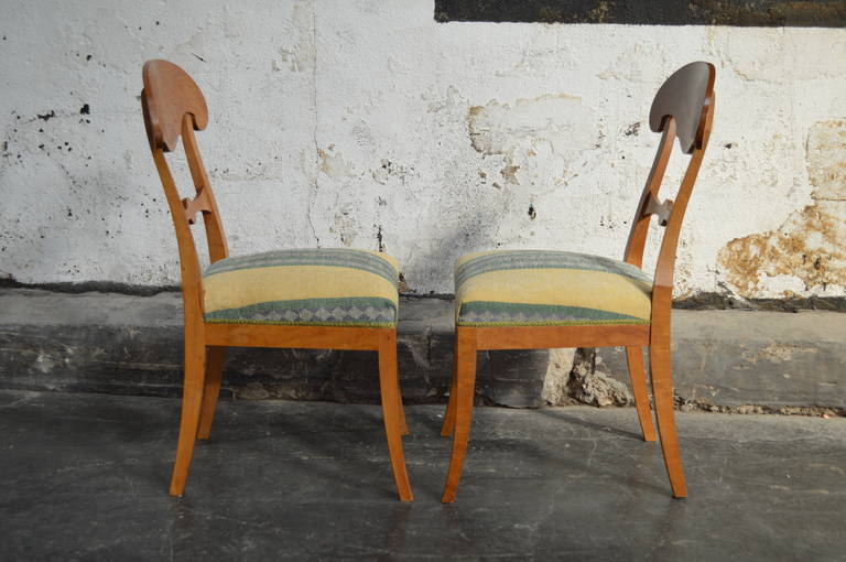 Pair of Swedish Biedermeier Revival Napoleon Hat Side Chairs 1