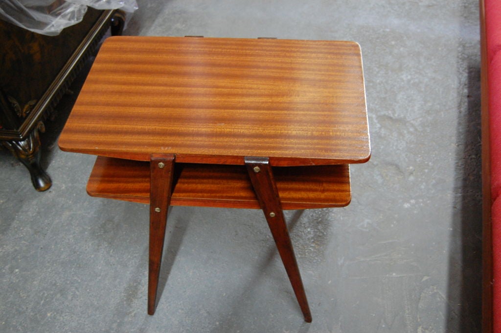 Mid-20th Century Two-Tier MId-Century Modern End Table in Ribbon Mahogany