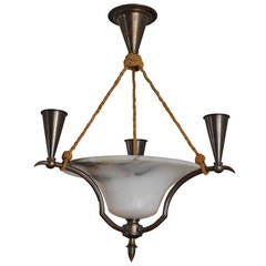 Swedish Neoclassical Iron and Alabaster Candelabra Chandelier 1