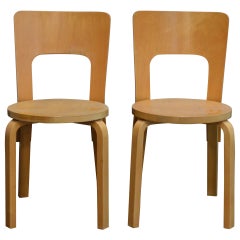 Pair of Vintage No. 66 Alvar Aalto Chairs for Artek