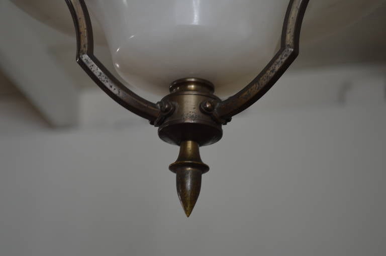 Swedish Neoclassical Iron and Alabaster Candelabra Chandelier 2