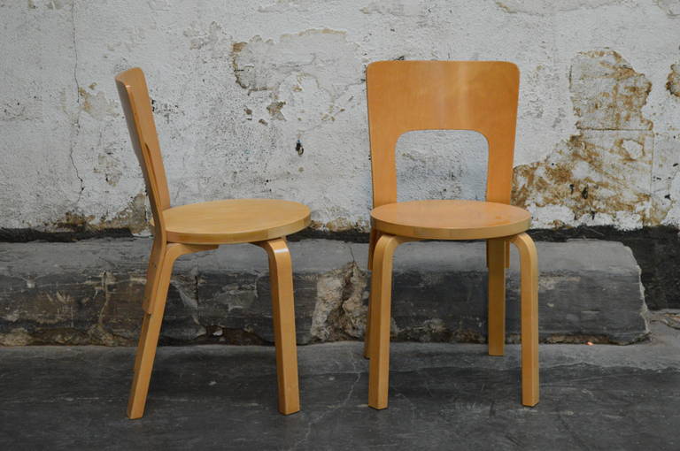 Pair of Vintage No. 66 Alvar Aalto Chairs for Artek at 1stDibs