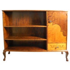 Art Deco Intarsia Dark and Golden Flame Birch Bookcase Cabinet 1