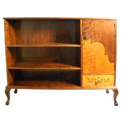 Art Deco Intarsia Dark and Golden Flame Birch Bookcase Cabinet