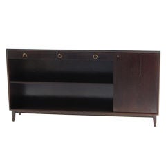 Vintage Art Moderne Bookcase Cabinet in Dark Espresso FInish