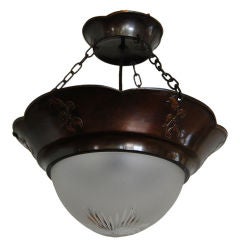 Swedish Jugend Arts and Crafts Copper Pendant Chandelier 6
