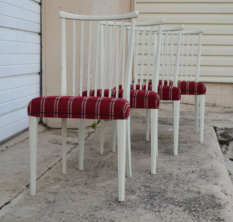 Swedish Set of Four Mid-Century Gustavian Style Dining Chairs For Sale