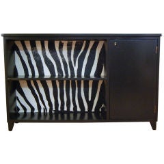Swedish Art Moderne Black Writing Desk with Zebra Hide Insert 10