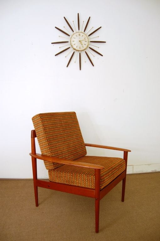 Pair of Danish Mid-Century Modern Colorful Teak Lounge Armchairs In Good Condition In Atlanta, GA