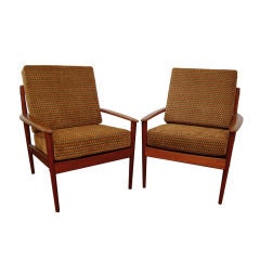 Pair of Danish Mid-Century Modern Colorful Teak Lounge Armchairs 9