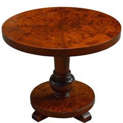 Swedish Round Flame Birch Pedestal End or Side Table